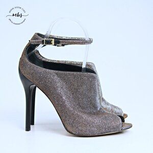 Brian Atwood BFliese Metallic Peep Toe Stilettos Silver Gold Women 7.5
